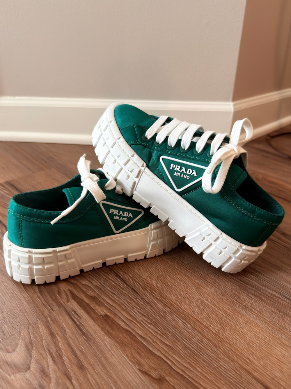 Prada Re-Nylon Chunky Sneakers Emerald Green Size 6.5